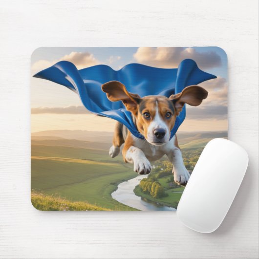 Beagle Superhero Mousepad (Mit Mouse)