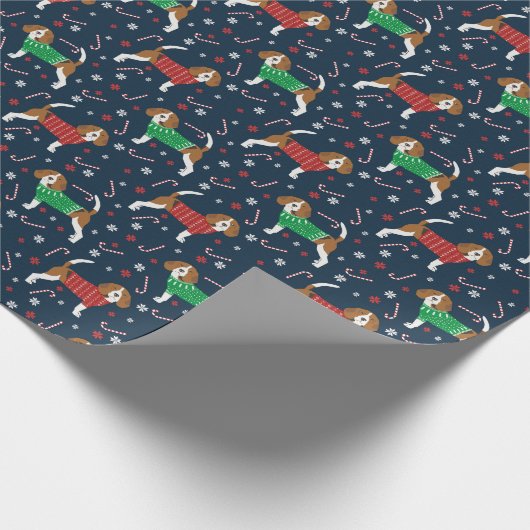 Beagle Sweater Weihnachtsmann Geschenkpapier (Ecke)
