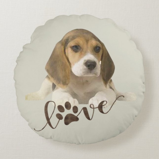 Beagle Tapestyle Imitate Canvas Print Acrylic Prin Rundes Kissen (Vorderseite)