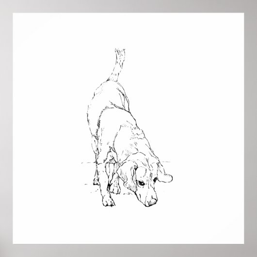 Beagle-Tasse – handgezeichnete Tinte-Hund  Poster (Vorne)