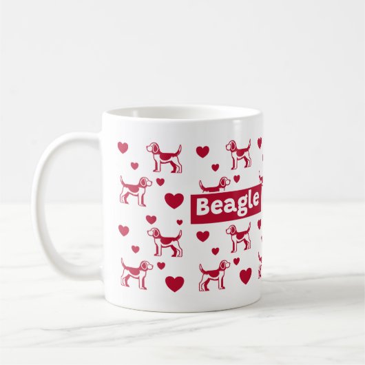 Beagle Tasse mit rotem Herzen (Links)
