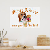 Beagle teilt ein Bierposter Poster (Küche)