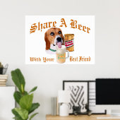 Beagle teilt ein Bierposter Poster (Heimbüro)