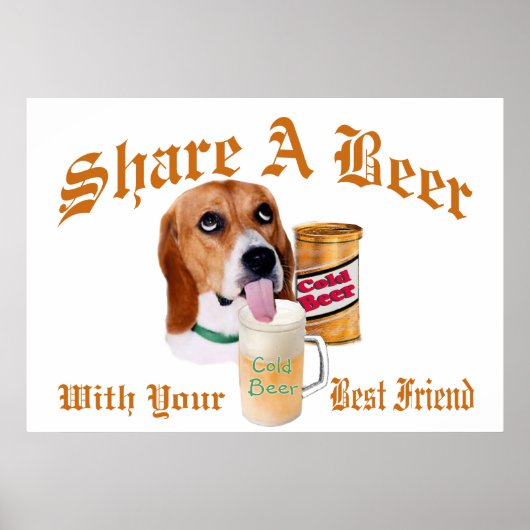 Beagle teilt ein Bierposter Poster (Vorne)