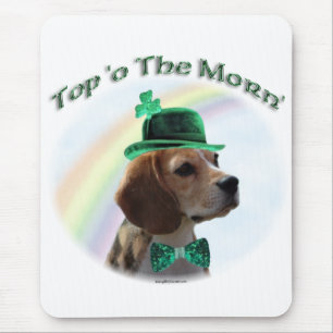 Beagle Top of the Morn'; Beagle St. Patrick's Day Mousepad