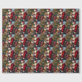 Beagle trifft Weihnachtsmann Weihnachtsbild Geschenkpapier (Flach)