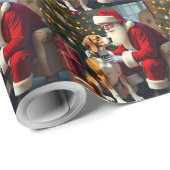 Beagle trifft Weihnachtsmann Weihnachtsbild Geschenkpapier (Rolleneckpunkt)