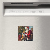 Beagle trifft Weihnachtsmann Weihnachtsbild Magnet (In Situ (Geschirrspüler))