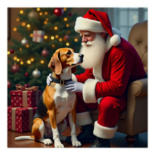 Beagle trifft Weihnachtsmann Weihnachtsbild Poster