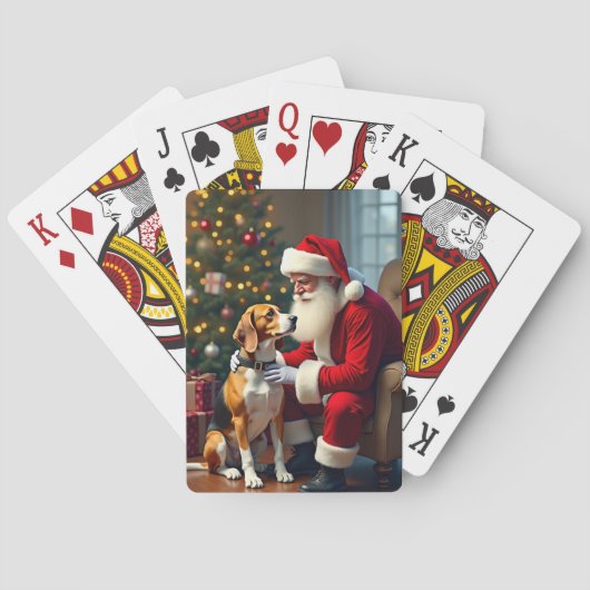 Beagle trifft Weihnachtsmann Weihnachtsbild Spielkarten (Rückseite)