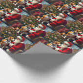 Beagle trifft Weihnachtsmann Weihnachtsmalerei Geschenkpapier (Ecke)