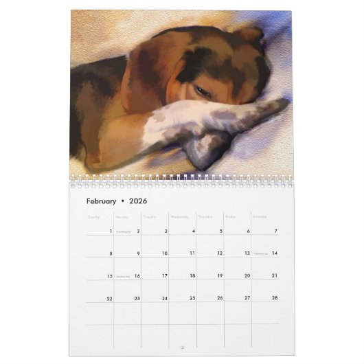 Beagle-Überlaufkalender Kalender (Feb 2026)