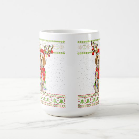 Beagle Ugly Christmas Lights Kaffeetasse (Mittel)