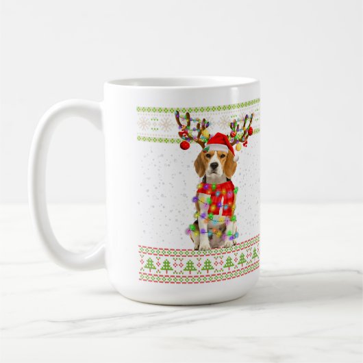 Beagle Ugly Christmas Lights Kaffeetasse (Links)