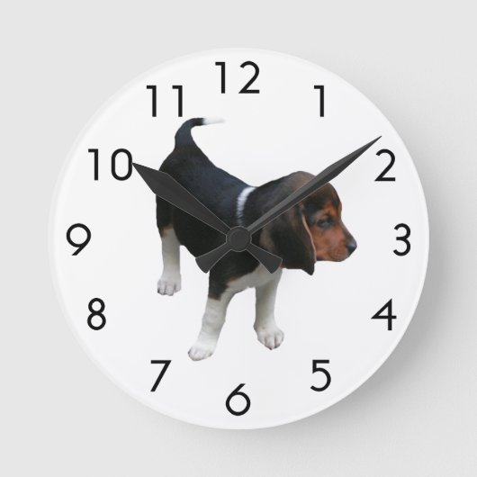 Beagle-Uhr Runde Wanduhr (Vorderseite)