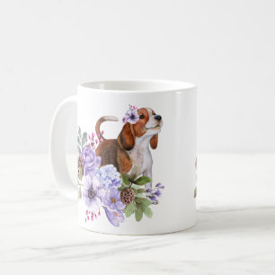 Beagle Umgeben von üppigen Blume Kaffeetasse