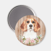 Beagle und Blume Magnet (Vorderseite/Rückseite)