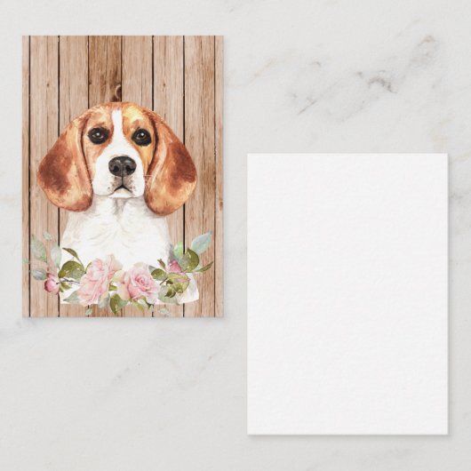 Beagle und Blume Mitteilungskarte (Vorne/Hinten)