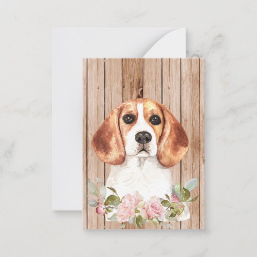 Beagle und Blume Mitteilungskarte (Vorderseite)
