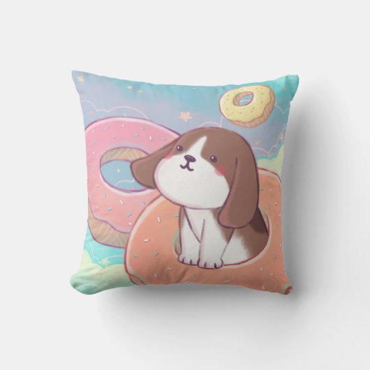 Beagle und Donuts Kissen (Vorderseite)