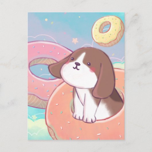 Beagle und Donuts Postkarte (Vorderseite)