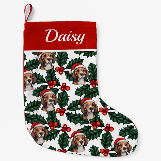 Beagle und Holly Kleiner Weihnachtsstrumpf (Vorderseite)