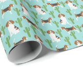 Beagle- und Kaktusverpackungspapierrolle Geschenkpapier (Rolleneckpunkt)