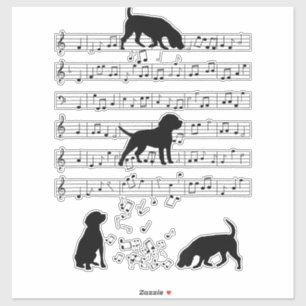 Beagle und Musiknote Clef Musiker Niedlicher Beagl Aufkleber