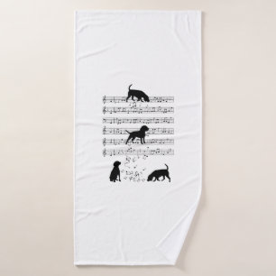 Beagle und Musiknote Clef Musiker Niedlicher Beagl Badehandtuch