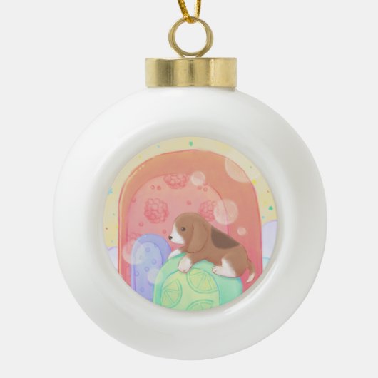 Beagle und Popsicles Keramik Kugel-Ornament (Vorderseite)