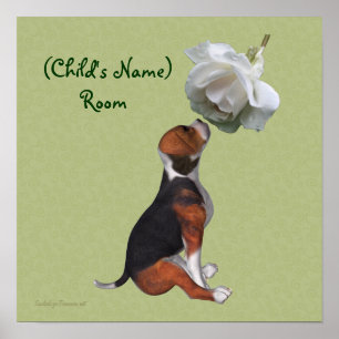 Beagle und Rose Zimmer Personalisiertes Poster