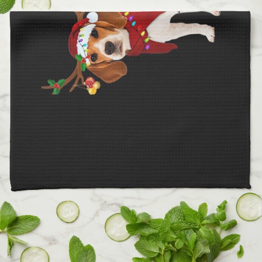 Beagle und Weihnachten Klassischer T - Shirt Geschirrtuch (Gefaltet)