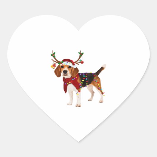 Beagle und Weihnachten Klassischer T - Shirt Herz-Aufkleber (Vorderseite)