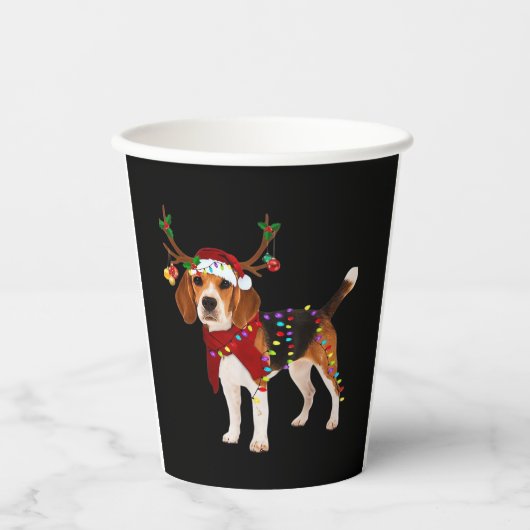 Beagle und Weihnachten Klassischer T - Shirt Pappbecher (Vorderseite)