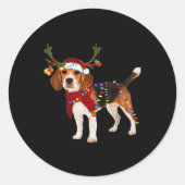 Beagle und Weihnachten Klassischer T - Shirt Runder Aufkleber (Vorderseite)