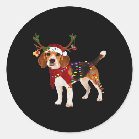 Beagle und Weihnachten Klassischer T - Shirt Runder Aufkleber (Vorderseite)