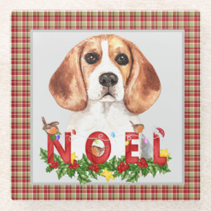 Beagle und Weihnachtsgeschäft Glasuntersetzer