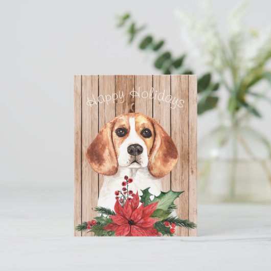 Beagle und Weihnachtsgeschäft Postkarte (Stehend Vorderseite)