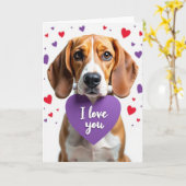 Beagle Valentine I Love You Card Karte (Gelbe Blume)