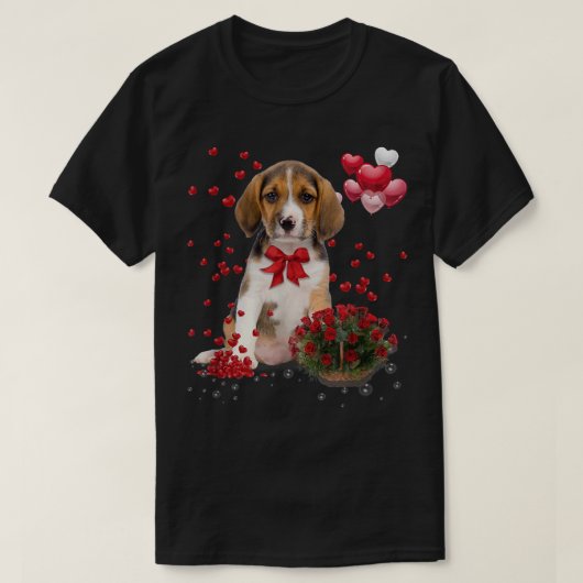 Beagle Valentines Day Funny Dog Lover Happy Valen T-Shirt (Design vorne)