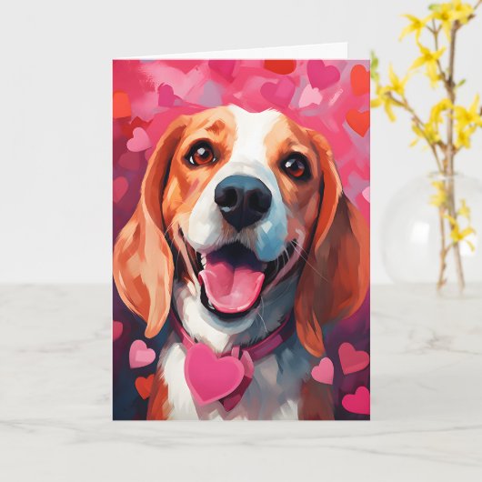 Beagle Valentinstag Karte (Gelbe Blume)