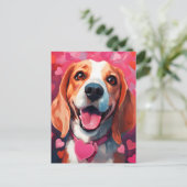 Beagle Valentinstag Postkarte (Stehend Vorderseite)