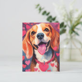 Beagle Valentinstag Postkarte (Stehend Vorderseite)