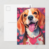 Beagle Valentinstag Postkarte (Vorne/Hinten)