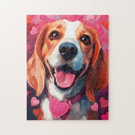 Beagle Valentinstag Puzzle (Vertikal)