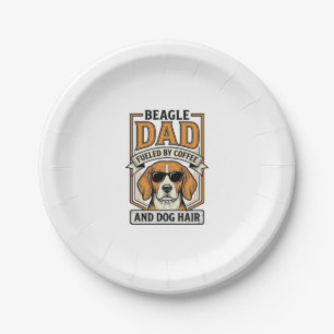 Beagle-Vater, angetrieben von Kaffee und Hundehaar Pappteller