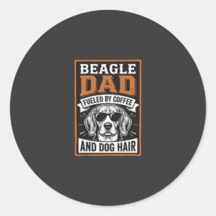 Beagle-Vater angetrieben von Kaffee und Hundehaare Runder Aufkleber