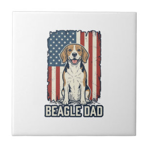 Beagle-Vater-patriotisches-vintage-Design_ Fliese