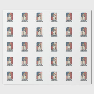 Beagle-Vater-patriotisches-vintage-Design_ Geschenkpapier