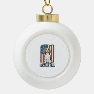 Beagle-Vater-patriotisches-vintage-Design_ Keramik Kugel-Ornament